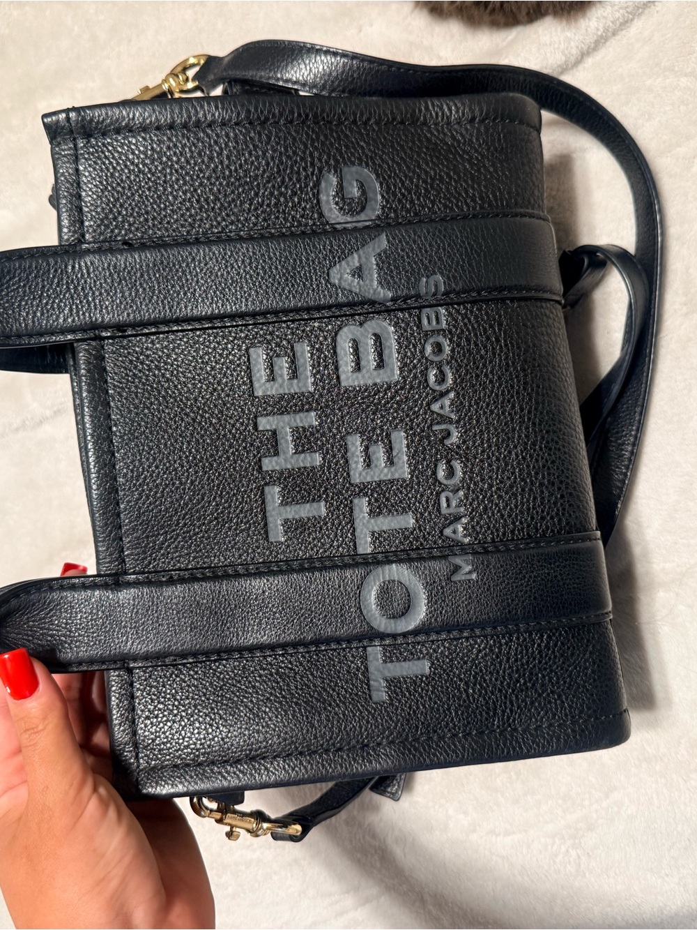 Marc Jacobs Black Pebbled Leather 'The Tote Bag' Small with Crossbody Strap - Picture 5 of 5